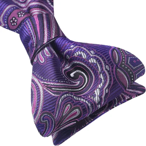 Vista 205 de HISDERN Pajaritas para hombre, corbatín de cachemira para hombre, corbata de lazo y bolsillo cuadrado, juego formal de esmoquin para boda