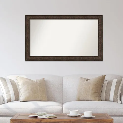 Vista 190 de Amanti Art Espejo de pared personalizado no biselado (25 x 25 pulgadas), marco de bronce acentuado, varios tamaños personalizados, espejo de baño