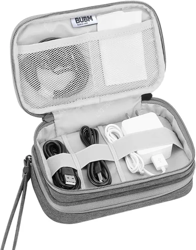 Vista 4 de BUBM Estuche de almacenamiento de doble compartimento compatible con 3DS3DS XLNew 2DS XL y accesorios, bolsa de transporte protectora, estuche