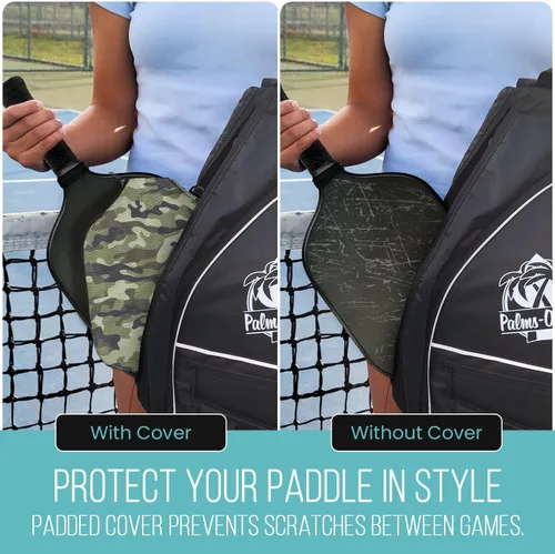 Vista 5 de Palms-O-Aces Pickleball Paddle Cover Canvas Padded Pickleball Paddles Sleeve with Zipper Lightweight Protective Paddle Case for Standard Paddles
