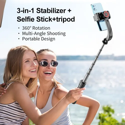 Vista 5 de Estabilizador de cardán para teléfono, selfie stick y trípode con control remoto Interruptor horizontal/vertical de un solo toque y rotación