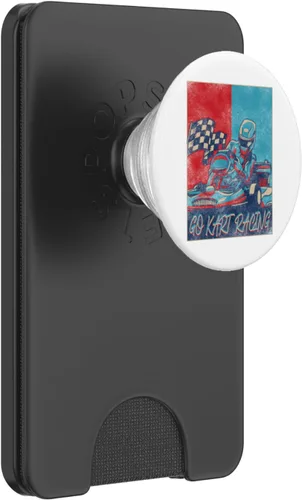 Vista 8 de Go Kart Racing Retro Vintage Go Kart Racing PopSockets Adhesive PopGrip