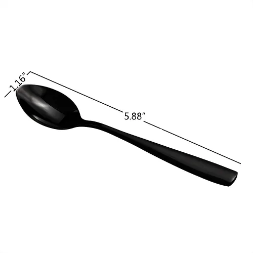 Vista 2 de Teyyvn Cucharas de té de acero inoxidable de 16 piezas, cuchara pequeña negra
