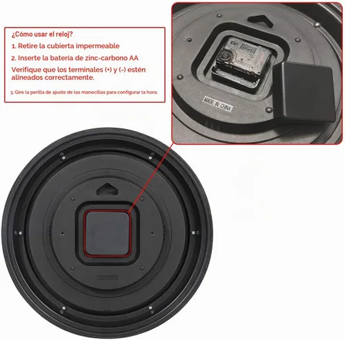 Vista 6 de Rsobl Reloj de pared para interiores y exteriores de 12 pulgadas, impermeable, con combinación de temperatura y humedad, funciona con pilas, reloj