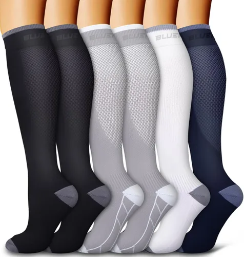 Vista 32 de Bluemaple Paquete de 6 calcetines de compresión de cobre para mujeres y hombres, el mejor apoyo para médicos, correr, enfermería, atletismo