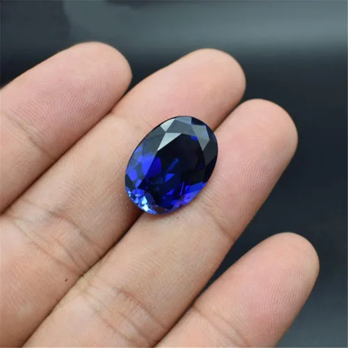 Vista 2 de Sapphire Mohs - Gema de zafiro 9 ovalada facetada con forma de huevo de corte AAA en forma de huevo azul real SP005