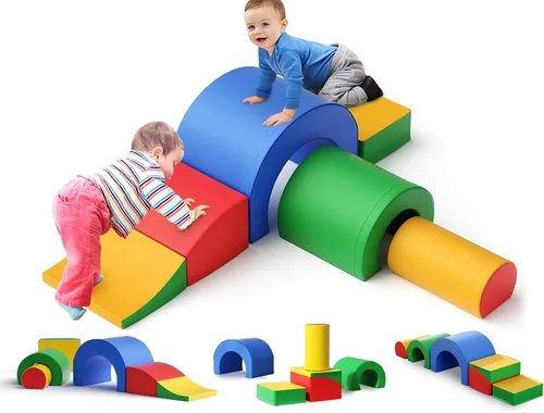 Vista 12 de Lischwert Bloques de escalada de espuma para niños pequeños de 1 a 3 años, juego suave de 4 piezas con juguetes de exploración para gatear, bloques