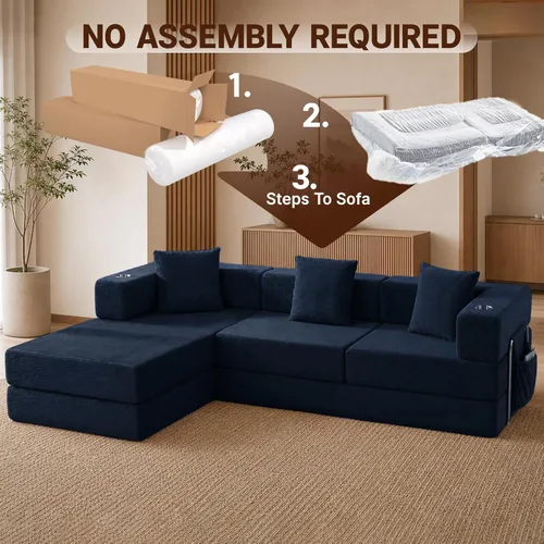 Vista 4 de Sofá modular seccional, sofá en forma de L de 108 pulgadas con Azul