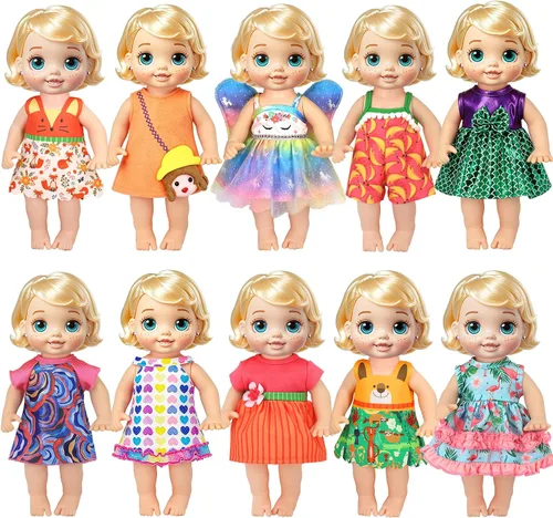Vista 2 de ebuddy 10 juegos de ropa de muñeca de bebé viva, ropa y accesorios para muñecas de 10 pulgadas, muñecas de bebé de 12 pulgadas