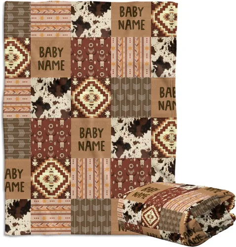 Vista 9 de Mantas de bebé occidentales - Mantas personalizadas y de forro polar personalizadas para niños y niñas, 3 tamaños para hijo y hija recién nacidos