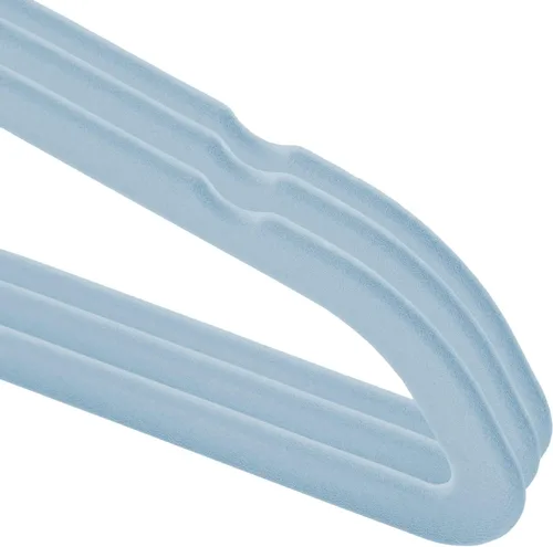 Vista 3 de Casafield 50 perchas de terciopelo para bebé, tamaño de 11 pulgadas para ropa de bebés y niños pequeños, color azul claro