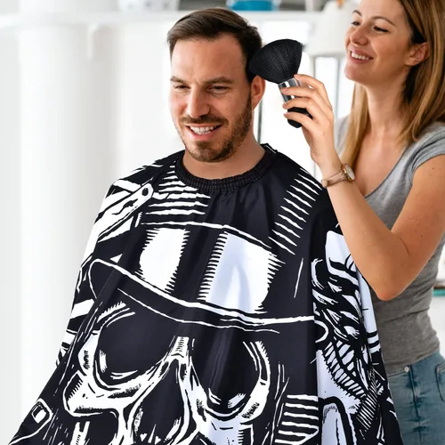 Vista 6 de Waterproof Hair Cutting Cape Polyester Salon Barber Cape Adjustable Collar