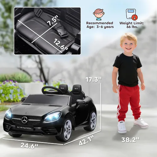 Vista 7 de Aosom Mercedes SLC 300 - Auto de paseo con licencia de 12 V para niños con control remoto, 2 velocidades, automóvil eléctrico para niños a batería