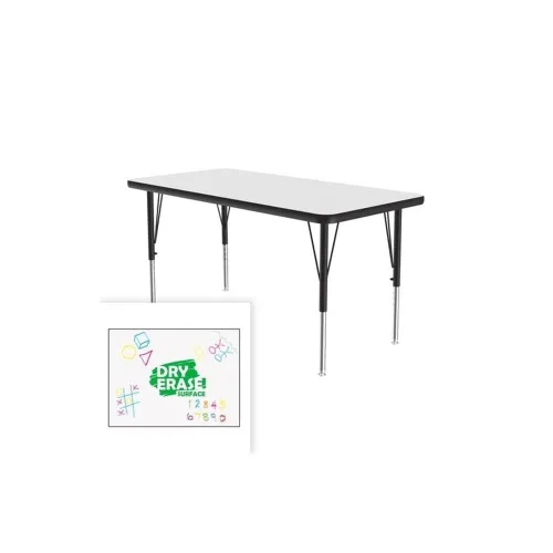Vista 6 de Correll - Tabla rectangular de 24 x 60 pulgadas, tabla de actividades, altura ajustable, laminado de alta presión blanco duradero, muebles