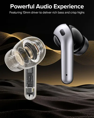 Vista 4 de TAGRY Auriculares Bluetooth Verdaderamente Inalámbricos Auriculares 60H Reproducción Pantalla LED de Energía Audífonos con Estuche de Carga Negro