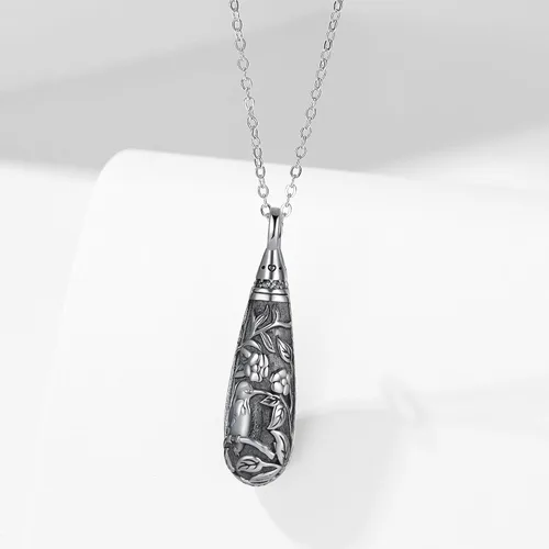 Vista 16 de Collar con colgante de urna de cenizas de cremación y árbol de la vida para mujer, plata de ley US1