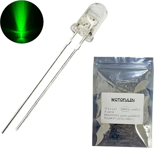 Vista 14 de 0.197 in rojo LED diodo luces 100pcs DC 2V 20mA lente clara redonda componentes electrónicos diodos emisores de luz bombillas LED
