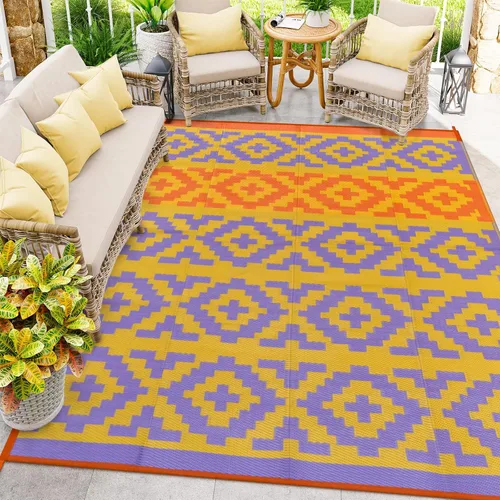 Vista 51 de Anidaroel Alfombra de área para exteriores para patio, 4 x 6 pies, impermeable, reversible, alfombra de paja de plástico para exteriores, alfombra