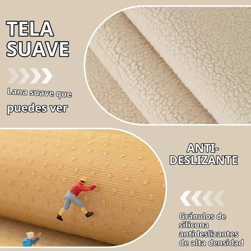 Vista 3 de Funda de sofá de forro polar sherpa, súper suave, divertida y esponjosa, funda de felpa cálida, funda antideslizante para sofá seccional, protector