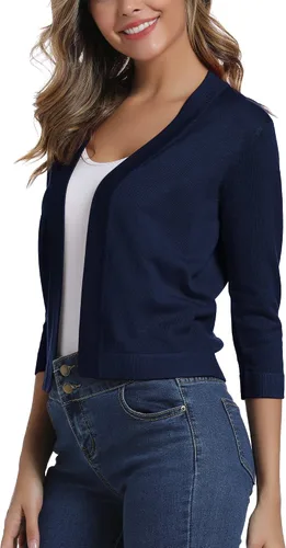 Vista 3 de Urban CoCo Cárdigan corto de mangas 34 para mujer suéter elegante