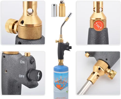 Vista 3 de Flame King YSNAX1-020a - Cabezal de antorcha de propano, kit de soplete de calor MAX de alta intensidad con encendedor de botón para profesionales