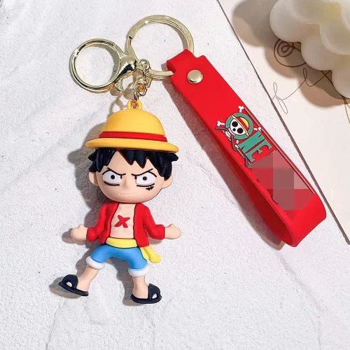 Vista 5 de Llavero con diseño de anime de una pieza, Luffy Law Sanji con colgante de acrílico y accesorios de regalo para hombres y niños, S