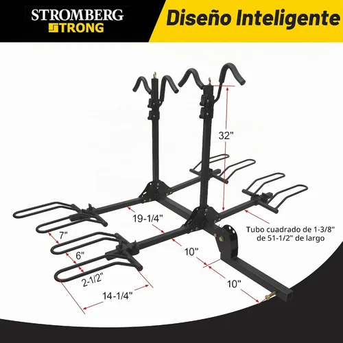 Vista 2 de Stromberg Carlson BC-204 Portabicicletas de Montaje en Plataforma de Servicio Pesado – Portador de Enganche Plegable para 4 Bicicletas, Se Adapta a