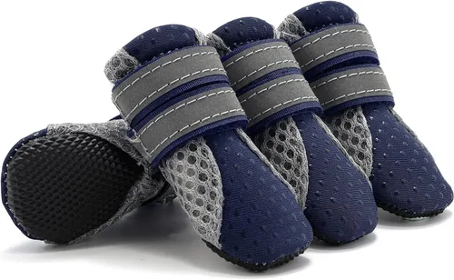 Vista 7 de Zunea - Botas para perros pequeños para pavimento caliente, antideslizantes, zapatos de verano para cachorros, color negro, talla S Breathable