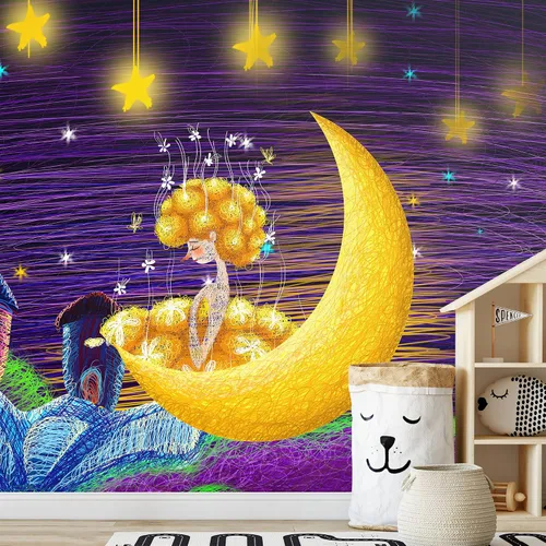 Vista 30 de IDEA4WALL Adhesivo mural removible para pared, diseño de castillo mágico de nieve y ciencia ficción, arte moderno, paisaje decorativo para sala