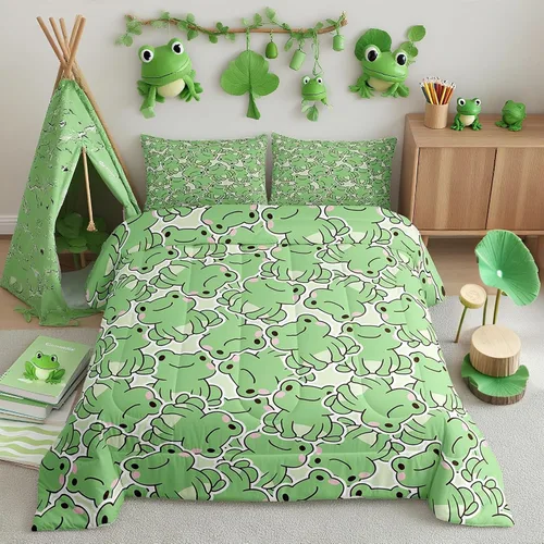 Vista 61 de Juego de ropa de cama Happy Camping de Homewish, tamaño individual, con diseño de osos cazadores y pinos, para niños, hombres, adultos, decoración