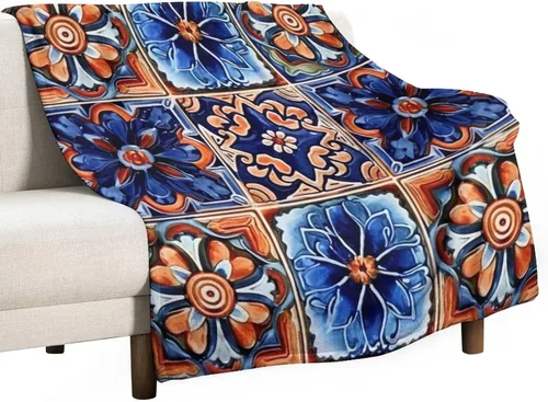 Vista 21 de Manta bohemia mexicana retro a rayas multicolor, manta bohemia étnica cálida de 30 x 40 pulgadas, suave manta de felpa mullida y acogedora manta