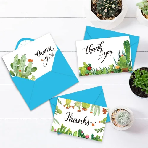 Vista 6 de Tarjetas de agradecimiento de cactus paquete de 36 tarjetas de agradecimiento para suculentas con sobres de 4 x 6 pulgadas, tarjetas