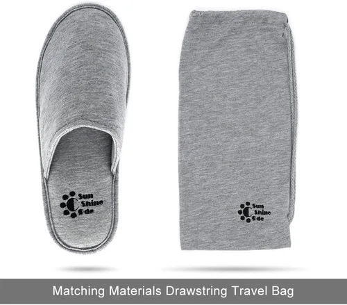 Vista 3 de Pantuflas lavables de algodón de espuma viscoelástica con bolsa de viaje a juego para el hogar, hotel, spa, dormitorio
