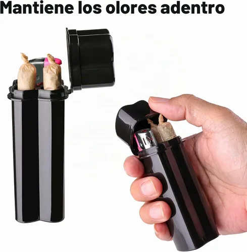 Vista 3 de CHEEMAR Juego de bandeja para enrollar cigarrillos con accesorios (estuche para cigarrillos, cargador de conos y cepillo) - Negro Set negro