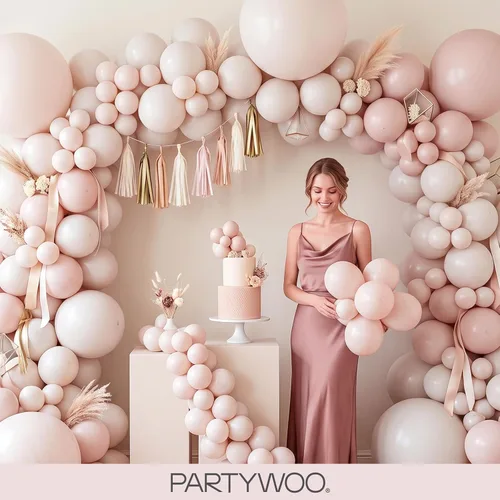 Vista 226 de PartyWoo 50 globos de látex color piel albaricoque, globos de helio boho de Albaricoque-f05