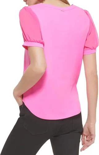 Vista 3 de DKNY Camiseta de punto para mujer, manga abombada, para uso diario