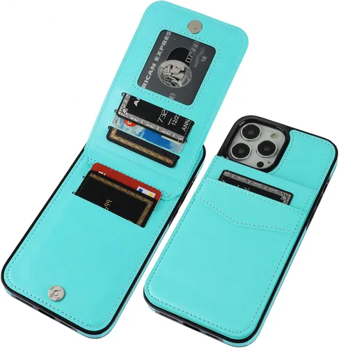 Vista 10 de KIHUWEY Compatible con iPhone 13 Pro Max Funda Cartera con Soporte para Tarjetas de Crédito, Cuero Premium Cierre Magnético Soporte Plegable Funda
