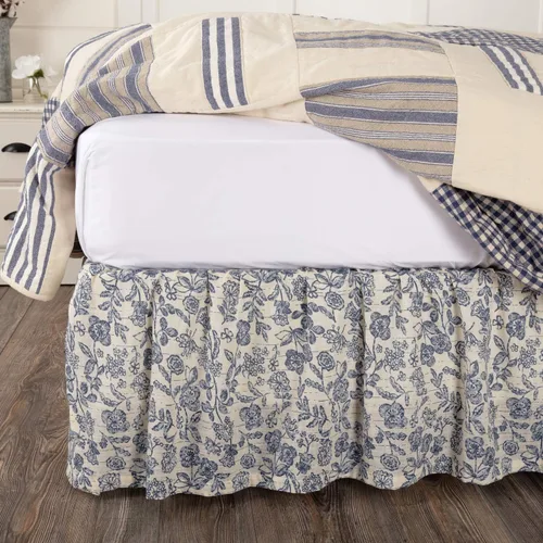Vista 9 de Doylestown - Edredón de retazos y flores, 100% algodón, reversible, con cuadros de guingán, saco de grano y rayas azules para decoración