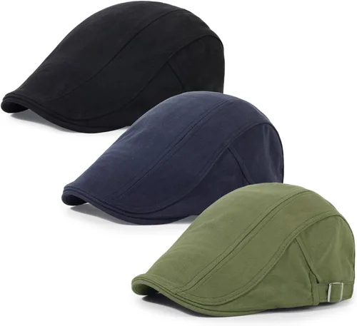 Vista 30 de 3 piezas de gorra Newsboy de algodón para hombre, gorra plana ajustable genial