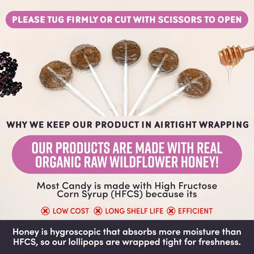 Vista 3 de MommaBear Organics - Paletas para la tos hechas a mano para niños – Alivio natural del dolor de garganta y chupetines para la tos para niños mayores