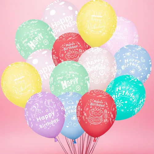Vista 9 de 52 globos azules de cumpleaños con patrón de fiesta de cumpleaños para niños, decoración adecuada para fiestas de cumpleaños de niñas y niños, baby