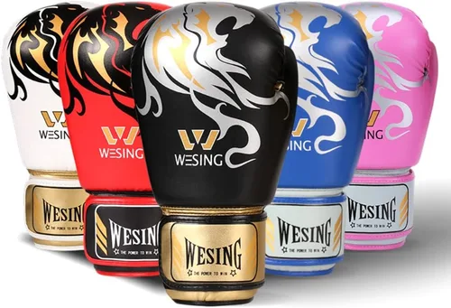 Vista 4 de Wesing - Guantes de boxeo de grado profesional para mujeres y hombres, guantes de entrenamiento de gel para kickboxing, guantes de entrenamiento