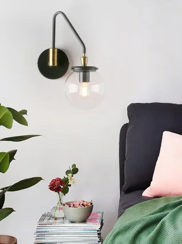 Vista 3 de Pathson Lámpara de pared industrial con brazo oscilante, lámpara de tocador de pared ajustable para baño, lámpara de pared cableada para mesita