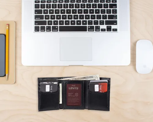Vista 5 de Levi's Men's Trifold Wallet-Sleek and Slim Includes Id Window and Credit Card Holder