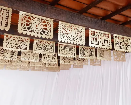 Vista 6 de Cartel de papel picado dorado – Cartel de papel picado dorado mate con purpurina para fiestas, bodas, despedidas de soltera, compromiso, baby