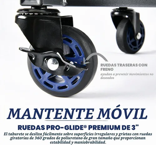 Vista 7 de URBANTRANSIT The Beast Taburete de taller resistente con respaldo, taburete rodante de 500 libras de capacidad para el garaje con almacenamiento
