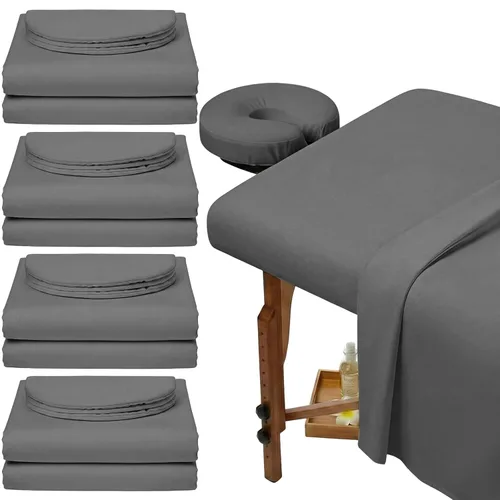 Vista 16 de Oudain Juego de 4 sábanas de microfibra suave para mesa de masaje de 3 piezas, incluye sábana encimera de masaje, sábana bajera ajustable y funda
