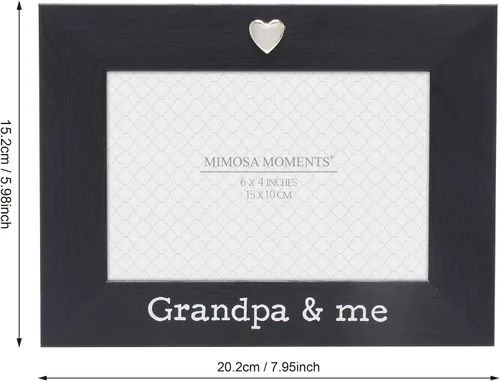 Vista 4 de Marco de fotos negro con corazón plateado para fotos de 4 x 6 pulgadas (abuelo y yo)
