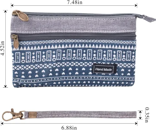 Vista 4 de LassZone - Bolso de nailon para mujer, con tres cremalleras, para teléfono móvil, tarjeta, efectivo, monedero, billetes