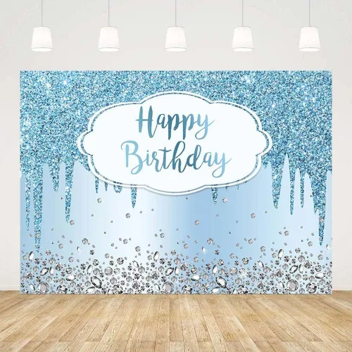 Vista 8 de Telón de fondo de 7 x 5 pies para cumpleaños con purpurina que gotea, diamantes de cristal, rosa dorado, para fotografía, decoración para fiesta
